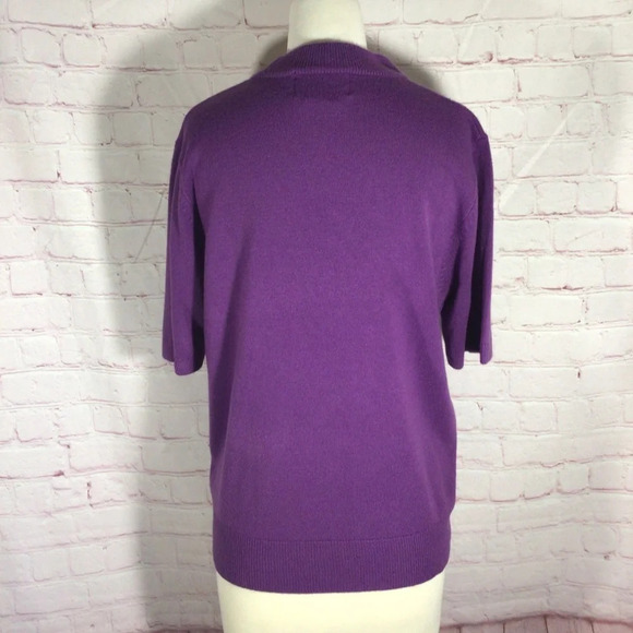 Sag Harbor Purple Mock Turtleneck Short Sleeve Sweater - Size Medium - Picture 3 of 7
